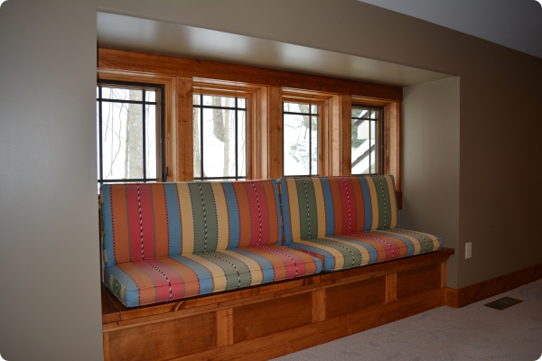 Rec Room Built-in Bench with Pillows